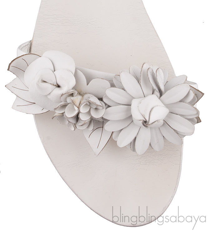 Lilico Appliquéd White Leather Sandals