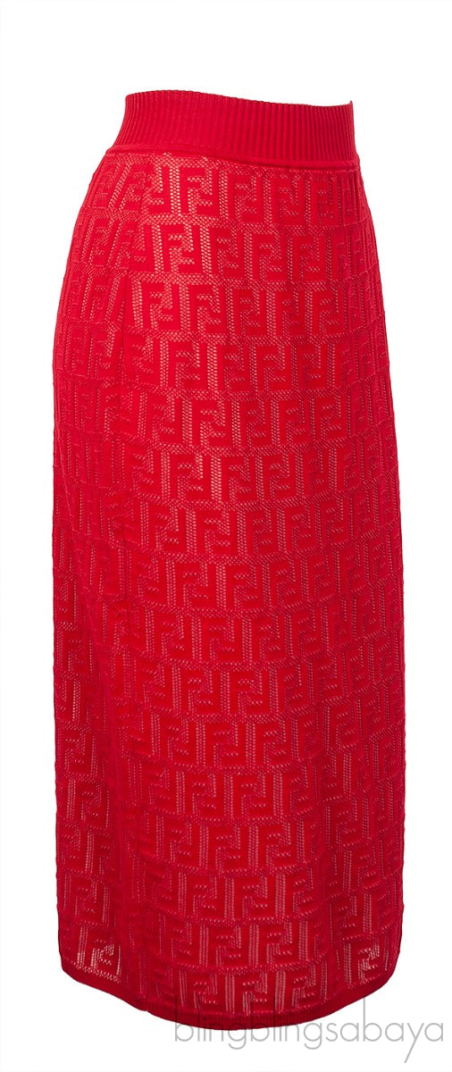 Red FF Knitted Skirt