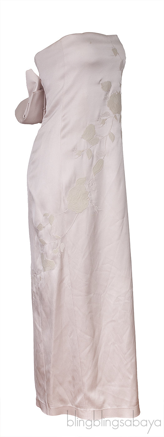 Powder Pink Floral Embroidered Tube Dress
