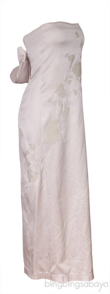 Powder Pink Floral Embroidered Tube Dress