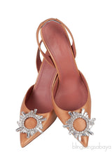 Gold Begum Crystal-embellished Satin Slingback Pump