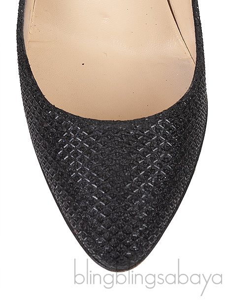 Christian Louboutin Metallic Black Fabric Heels