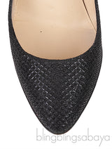 Christian Louboutin Metallic Black Fabric Heels