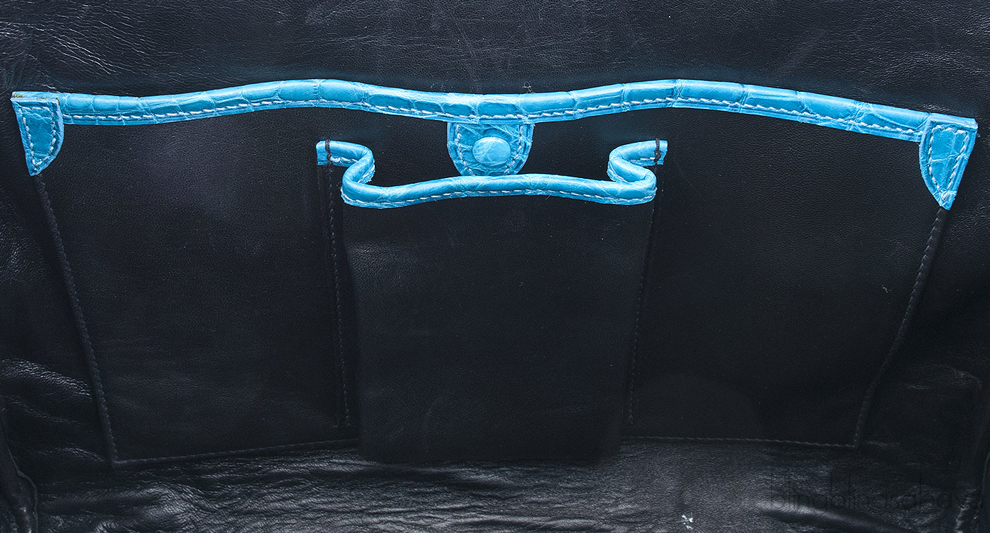 Ricky Blue Green Alligator Bag