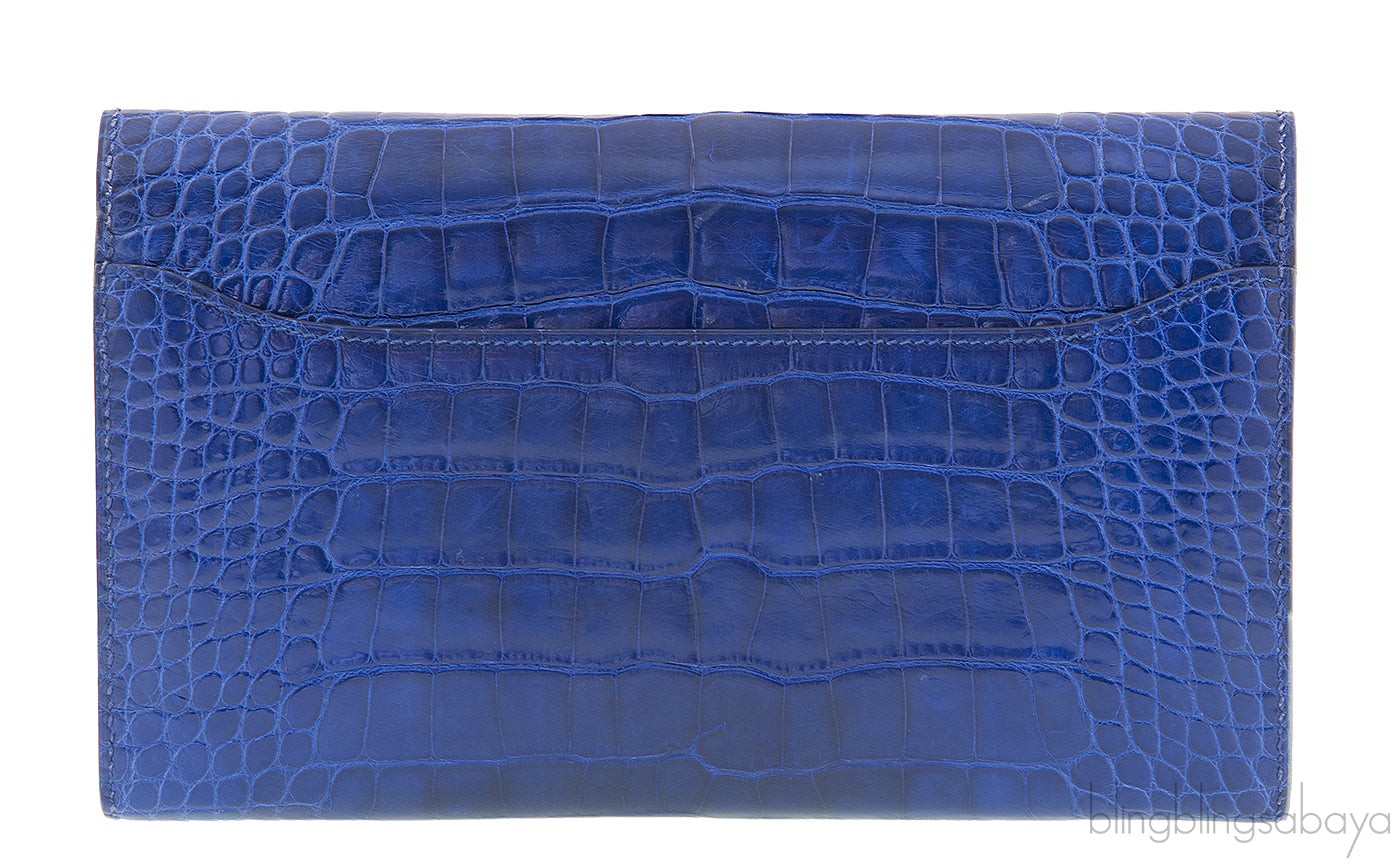 Constance Bleu Electrique Croc Wallet