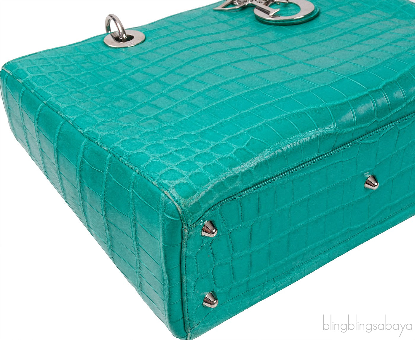 Lady Dior Large Green Crocodile Handbag