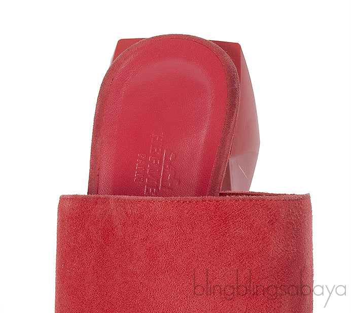 Hermes Suede Red Coral Sandals