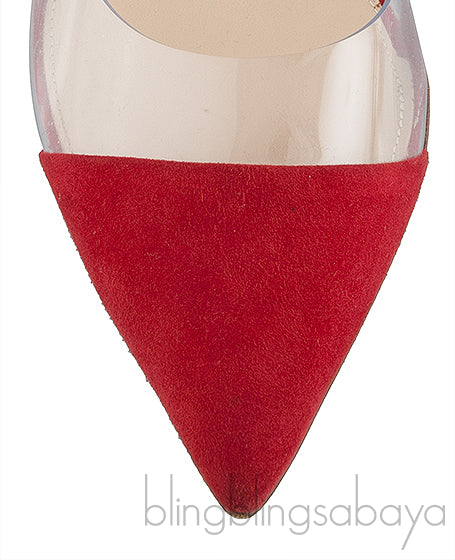 Red Suede & PVC Slide Mule
