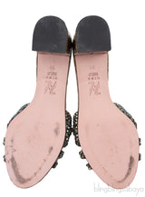 Moss Green Croc Embossed Crystal Heeled Sandals