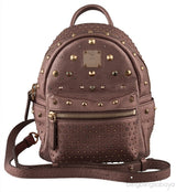 Metallic Leather Studded Mini Backpack