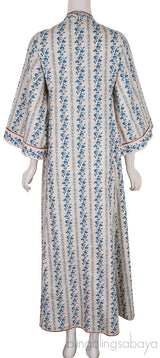 Blue Floral-print Cotton-blend Kaftan