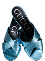 Criss-cross Metallic Blue Sandals