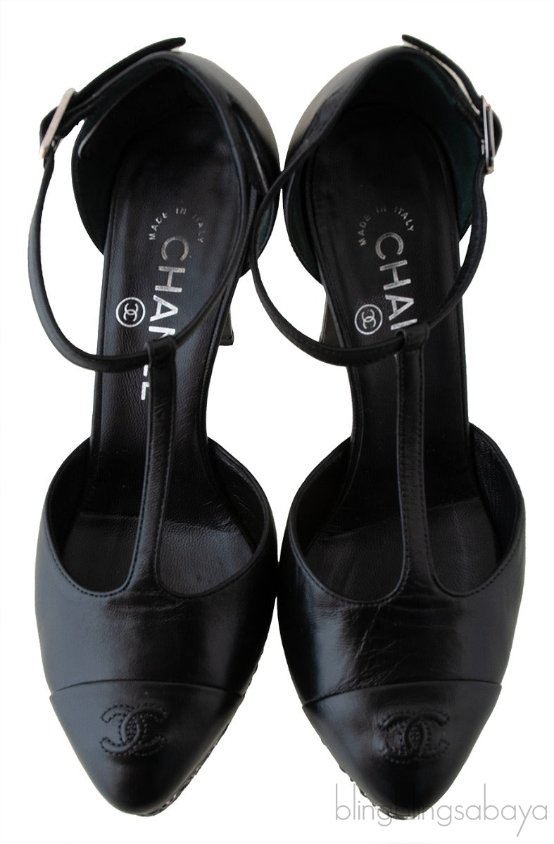 Chanel Black CC Chain Platform Heels