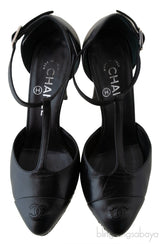 Chanel Black CC Chain Platform Heels