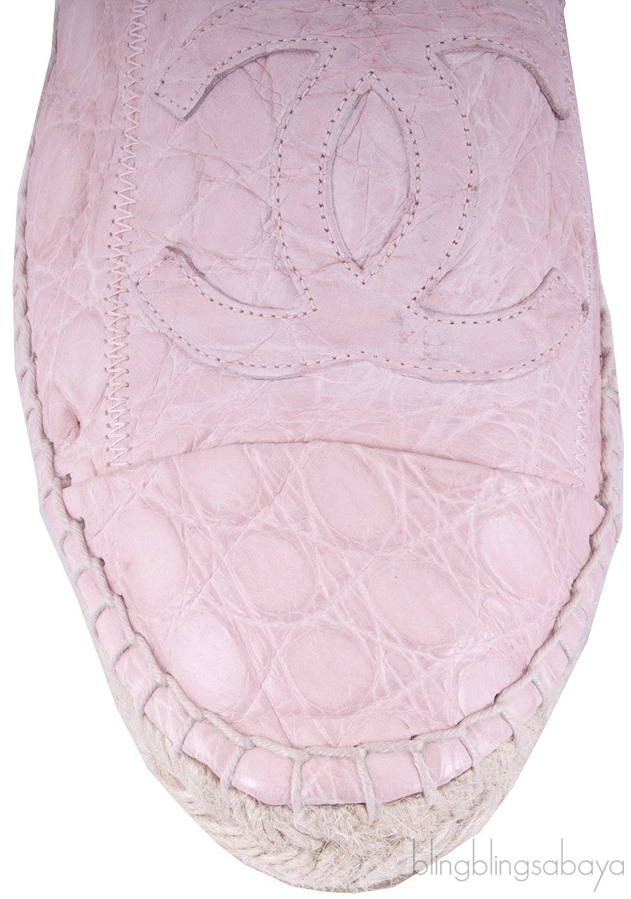 Pink Crocodile Espadrille