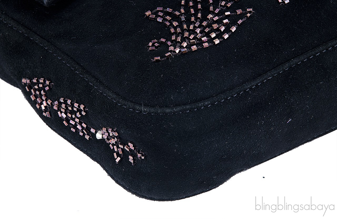 Black Beads Embroidered Baguette
