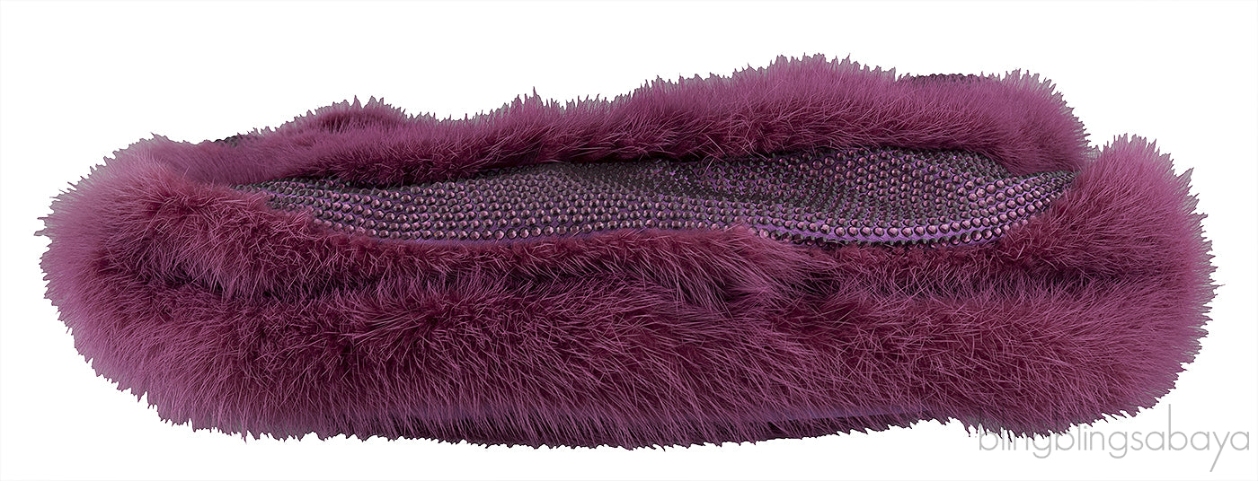 Purple Fur Crystal Handbag