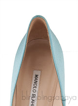 Eufrasia Teal Satin Crystal Heels