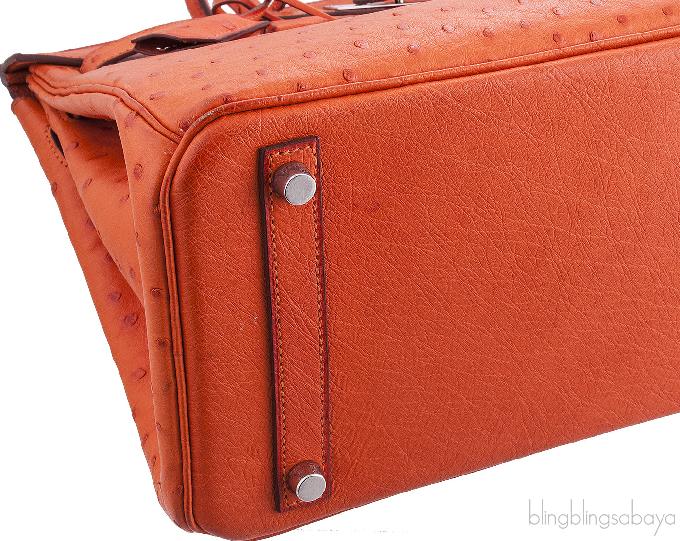 Birkin 30 Orange Ostrich PHW