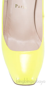 Yellow Patent Decollete Pumps