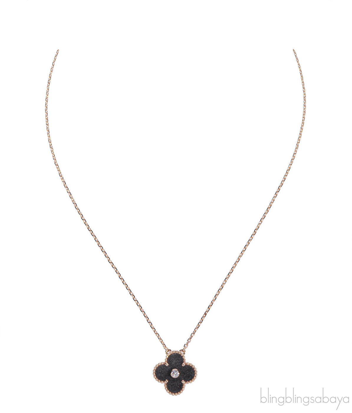 Van Cleef & Arpels Vintage Alhambra Grey Obsidian Holiday Pendant 2023