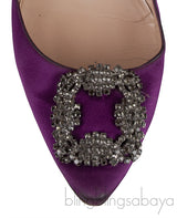 Blahnik Purple Satin Hangisi Flat Shoes