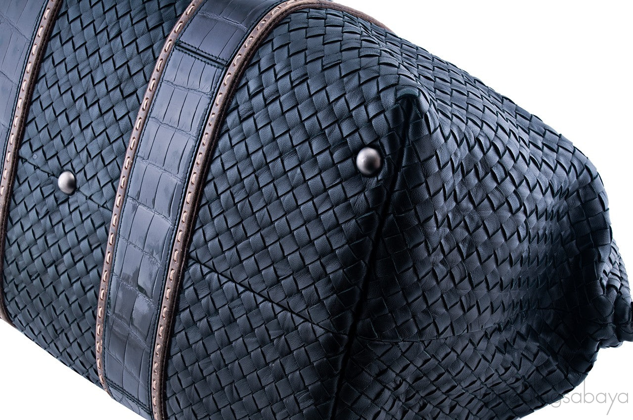 Nero Intrecciato Nappa Croco Duffle