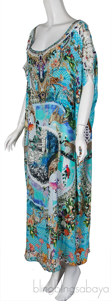 Leopard Print Turquoise Kaftan