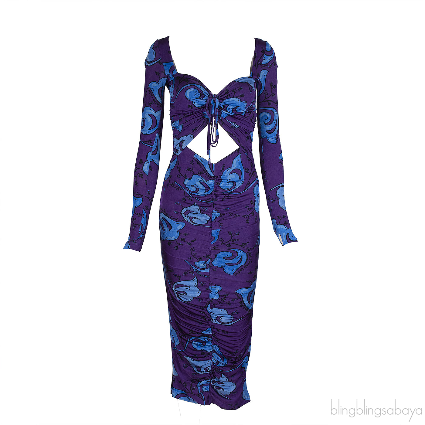 Versace Jeans Couture Purple Print Cut-Out Dress