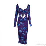 Versace Jeans Couture Purple Print Cut-Out Dress