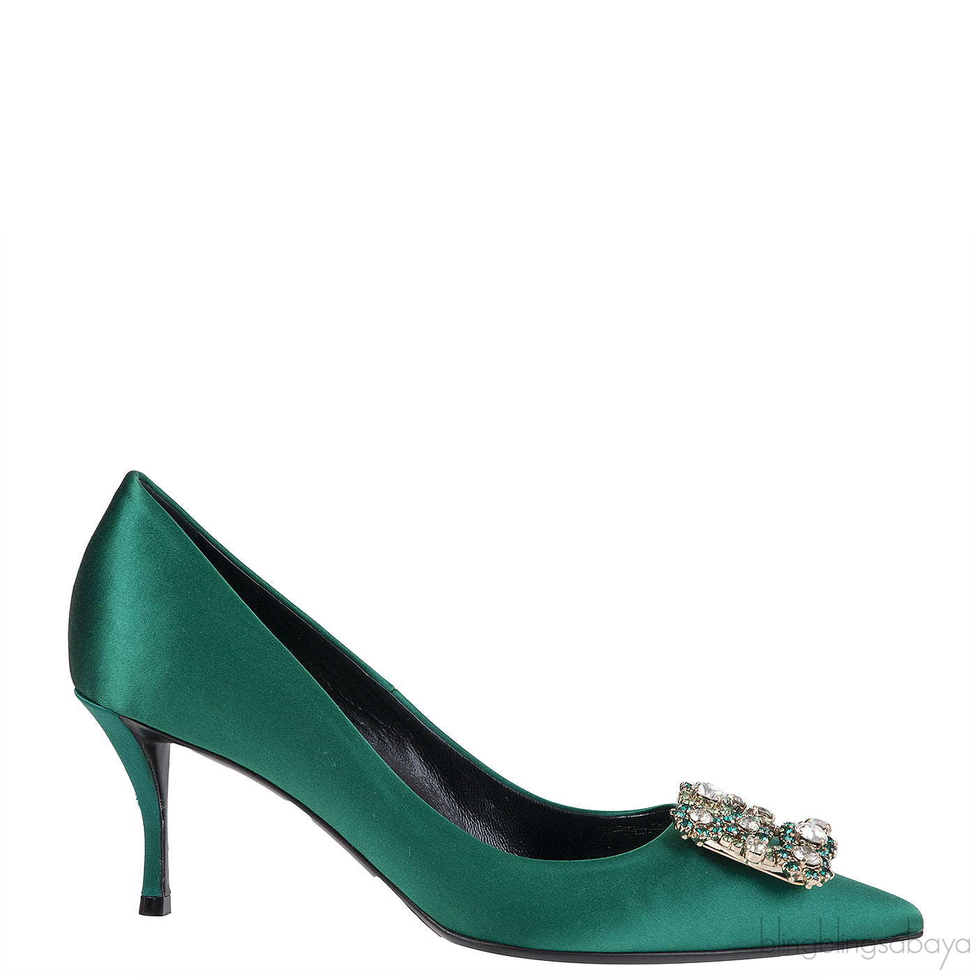 Roger Vivier Emerald Green Floral Crystal Heels