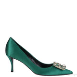 Roger Vivier Emerald Green Floral Crystal Heels
