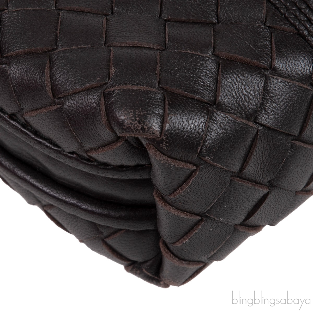 Brown Intrecciato Snakeskin Nodini Crossbody Bag