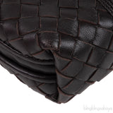 Brown Intrecciato Snakeskin Nodini Crossbody Bag