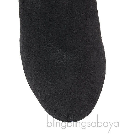 Black Suede Lizard Print Ankle Boots