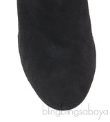 Black Suede Lizard Print Ankle Boots