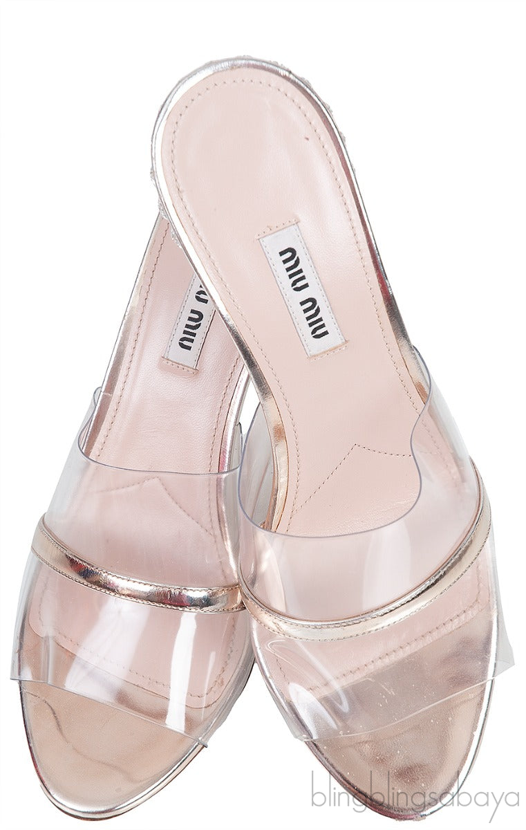 Gold Metallic Leather & PVC Mules