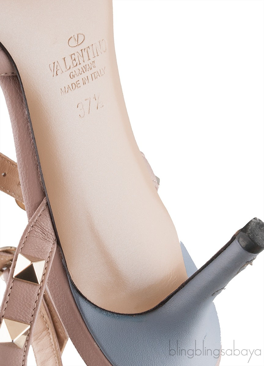 Blue Grey Nude Slingback