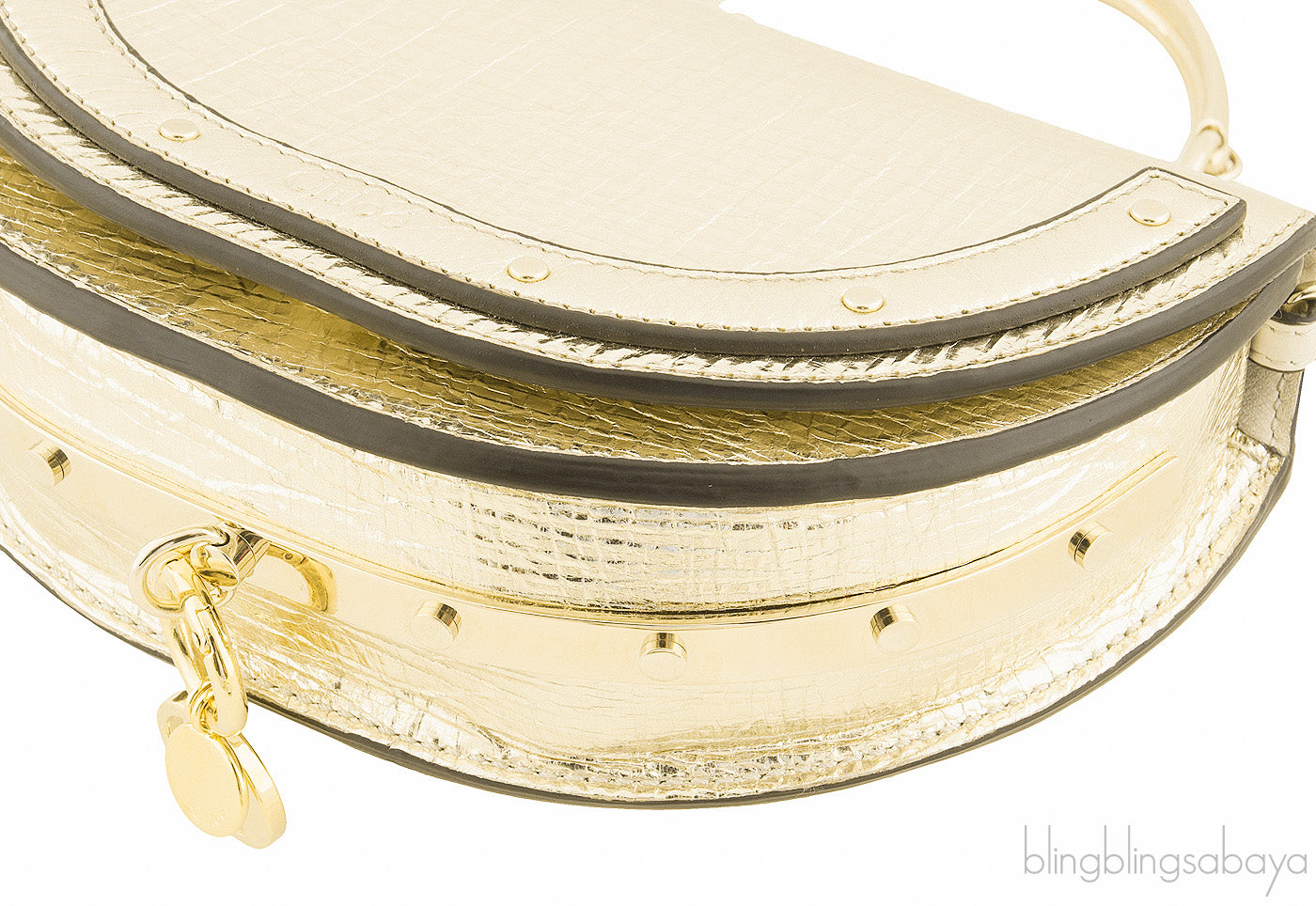 Metallic Gold Nile Minaudiere Clutch