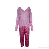 Light Pink Cashmere Satin Blend Sweatshirt & Silk Trouser