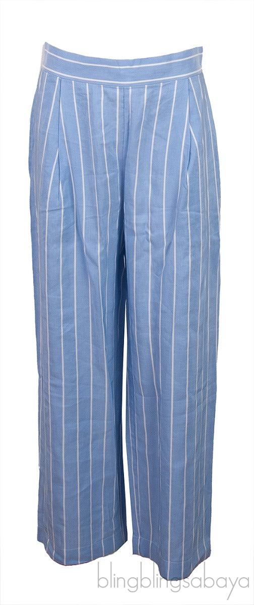 White Shirt & High Waist Stripe Wide Leg Trouser