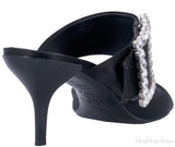 Black Nylon Crystal Sandals