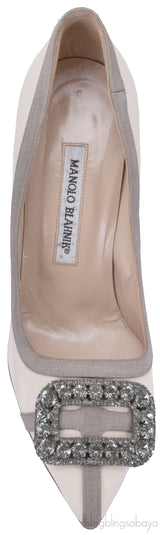Bi-color Beige Pointed Toe Pump