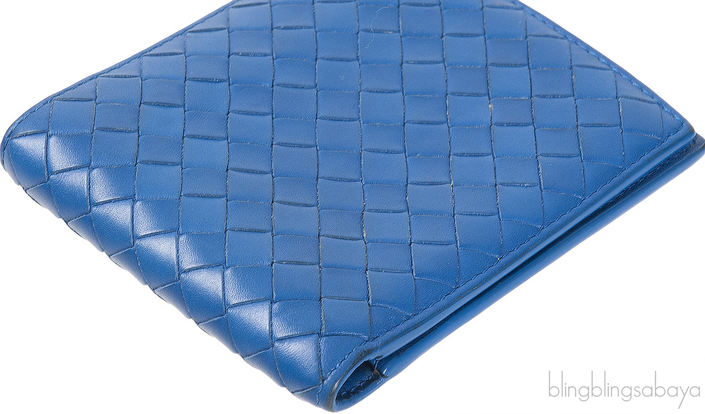 Bottega Veneta Blue Intrecciato Bi-fold Wallet