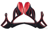 Blue Red Trim Leather Heels