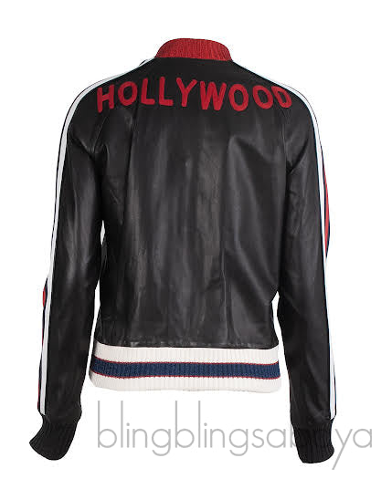 Gucci Black Hollywood Bomber Leather Jacket