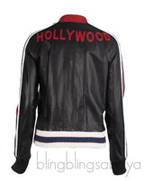 Gucci Black Hollywood Bomber Leather Jacket