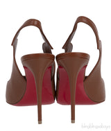 Christian Louboutin Brown Leather Slingback Heels