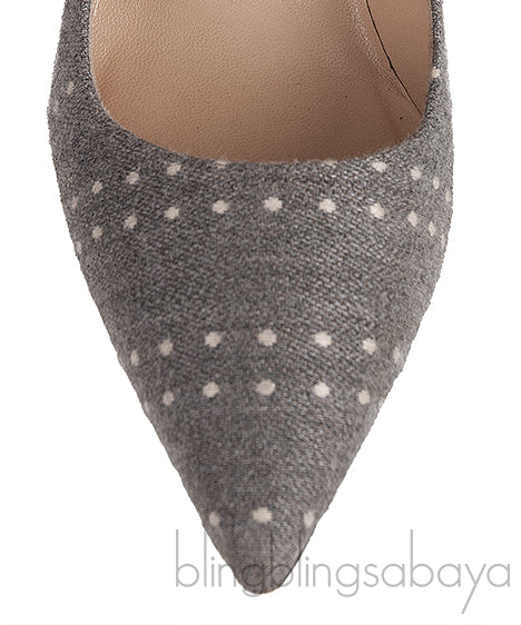 Grey Polka Dot Pointed Toe Heels
