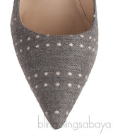 Grey Polka Dot Pointed Toe Heels